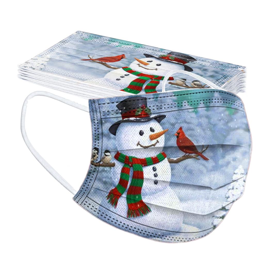 10pc Christmas Print  for  Face Mask Disposable Earloop Mask