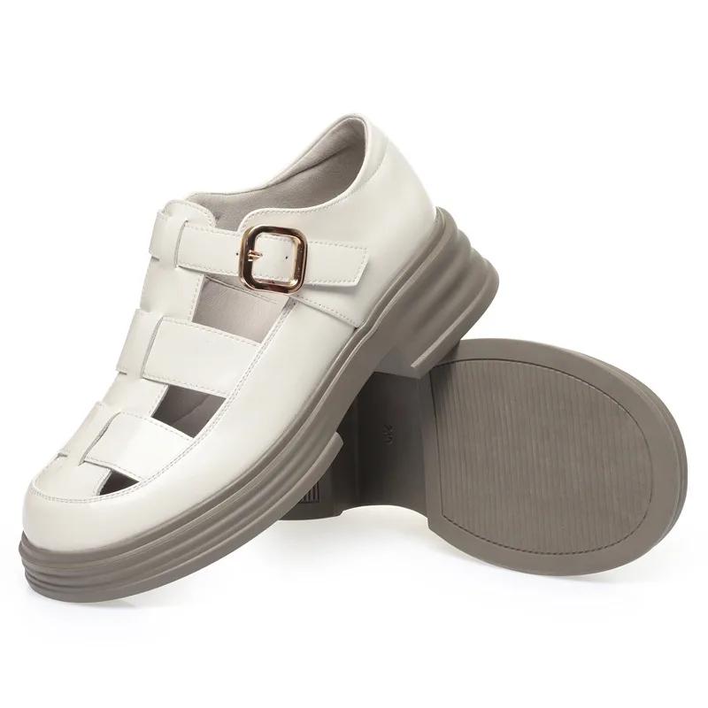 3.5cm All Match Comfortable Thick Bottom Platform Shoes Women Summer 2025 Med Square Heels Gladiator Sandals Office Beach Mom