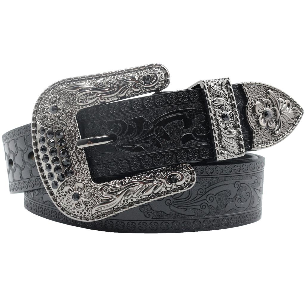 Belt First Layer Cowhide Handmade Wide Unisex Embossed Leather Jeans Casual Youth Trendy Pin Buckle Belt