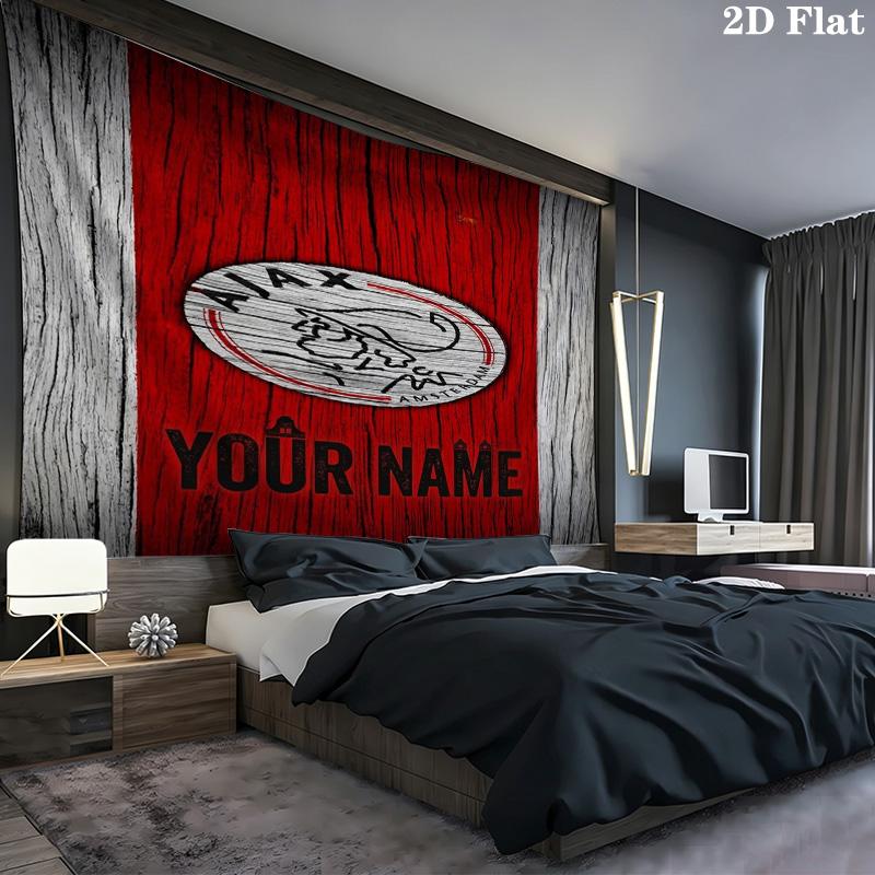 Ajax Fan Gear Custom Name Wall Tapestry Aesthetic Wall Hanging Printed Fabric Blanket Decorative Tapestries For Bedroom Living Room Home Decor