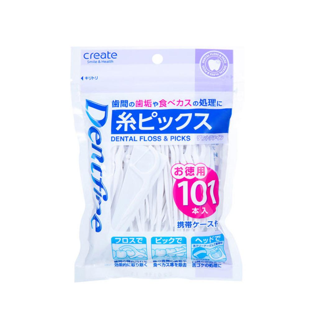 Japan CREATE Dentfine Thread Picks, 101 Pcs (with a carrying case)