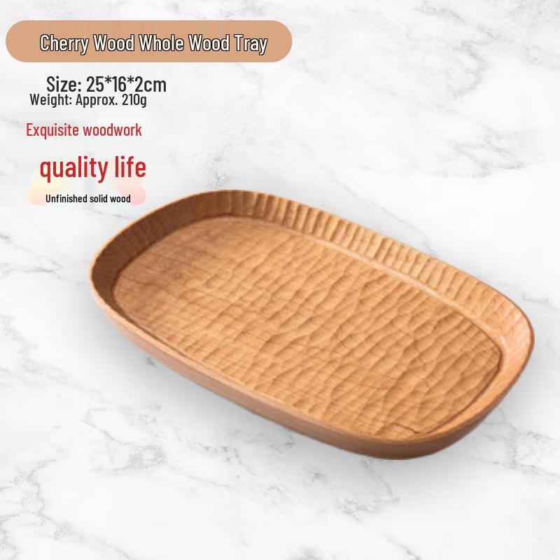 XIANDUN Hand-Carved Wooden Oval Serving Tray
