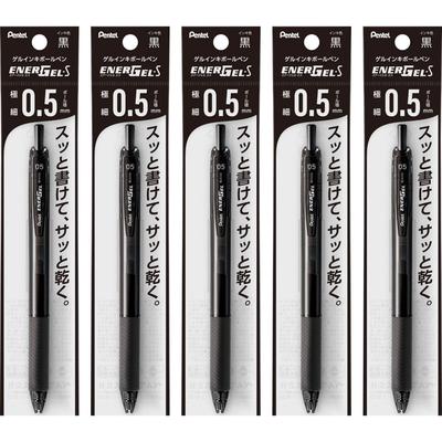 Pentel Kuličkové pero Gelový inkoust Energel S Černé tělo Černé 5 kusů 0,5 mm XBLN125-A