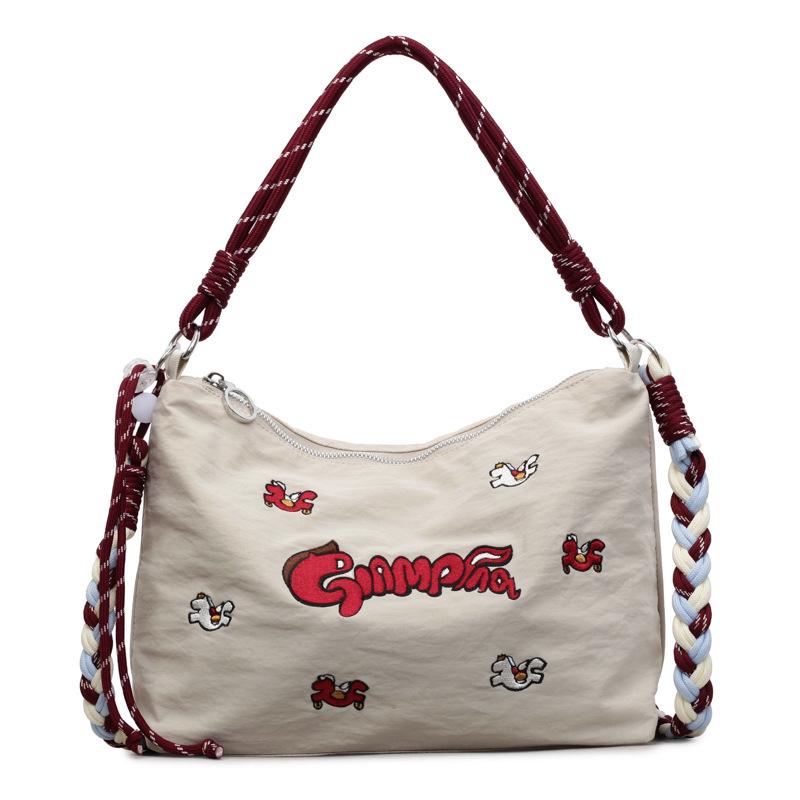 Spring Eco-friendly Japanese Embroidery Women's Versatile Shoulder & Crossbody Tote Bag