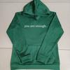 Womens Oversized Hooded Sweatshirt With Kangaroo Pocket Letter Print Short Sleeve Loose Fit
