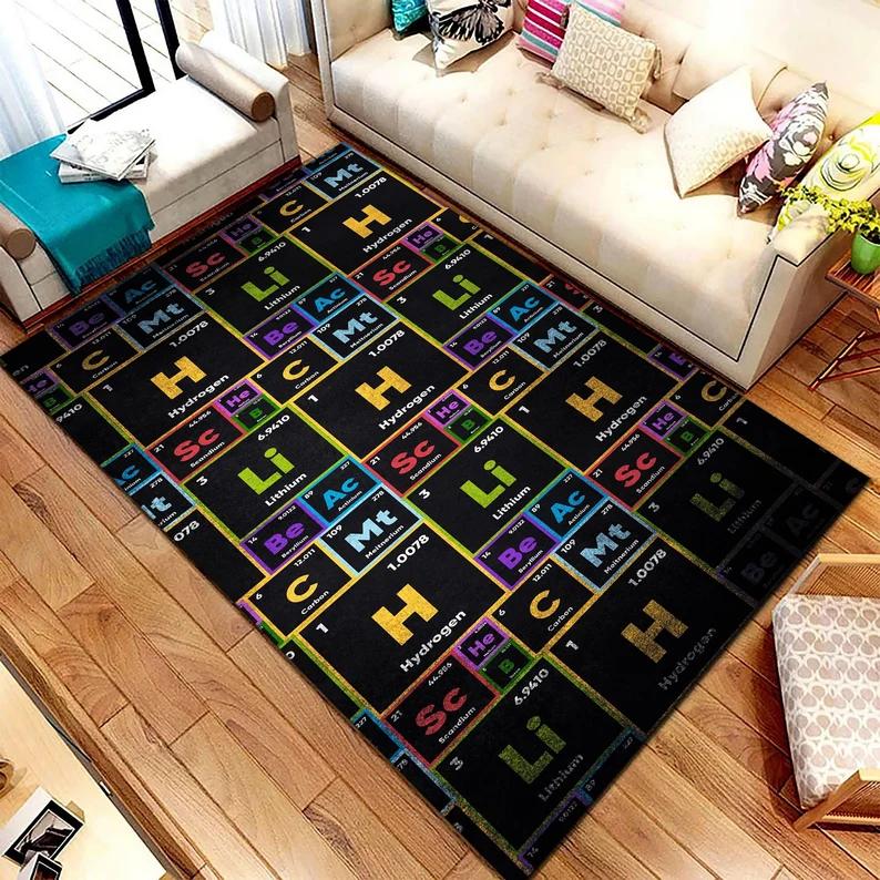 

Periodic Table Rug Chemistry Science Decor Mat Area Rug Washable Chemical Element Living Room Bedroom Carpet Home Decor Carpet 40X60cm