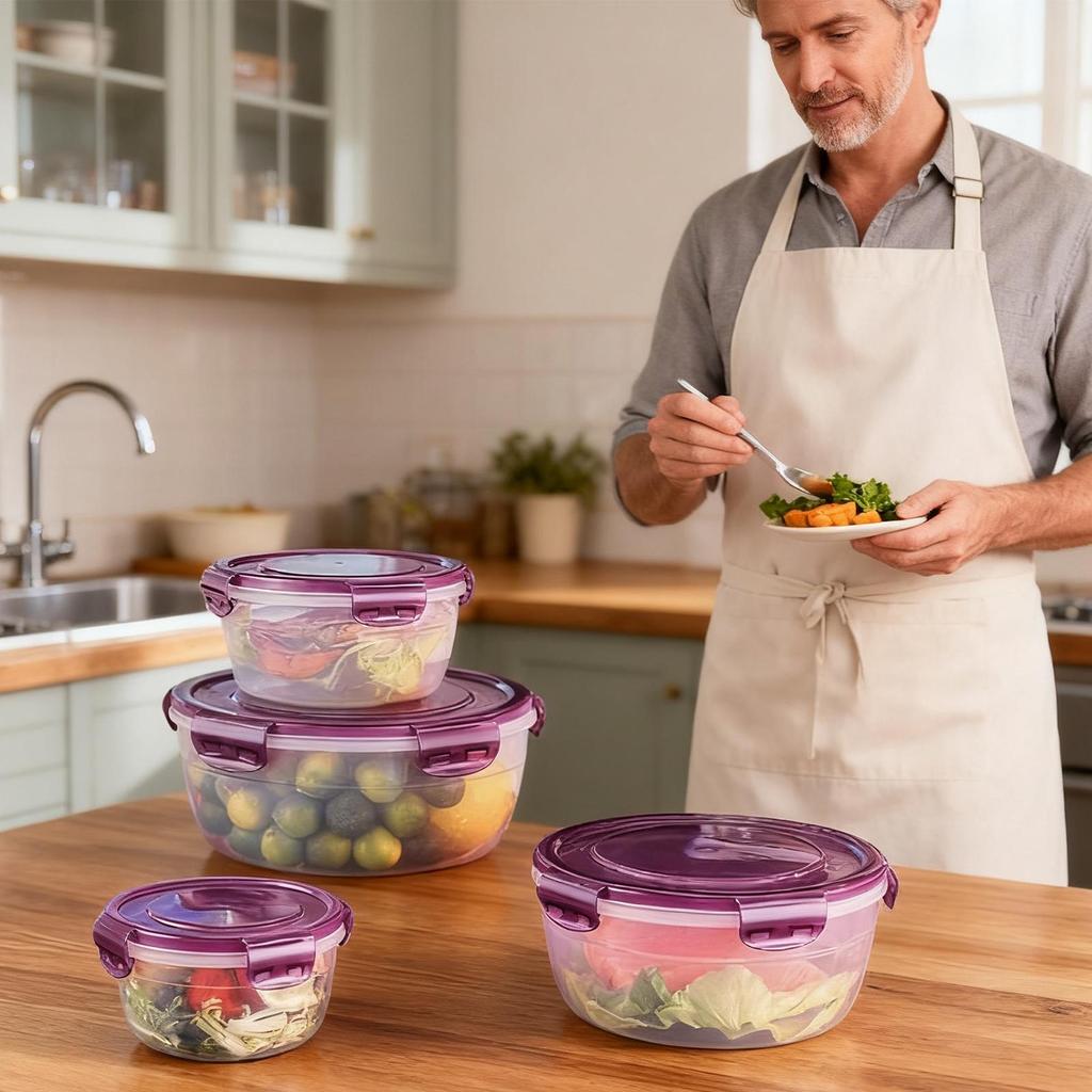 Food Storage Containers 4 Pieces Microwave-safe Food Boxes Picnic Salad Box For Kitchen Pantry Fridge Camping Picnic Lunch Snack
