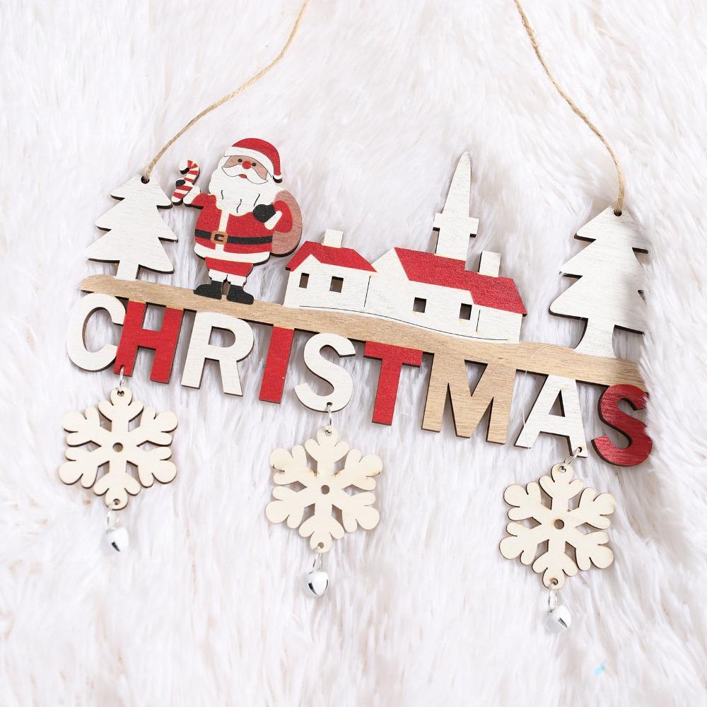 New Wooden Hanging Ornaments Creative Party Supplies Xmas Tree Pendants Santa Claus Happy New Year Door Pendants