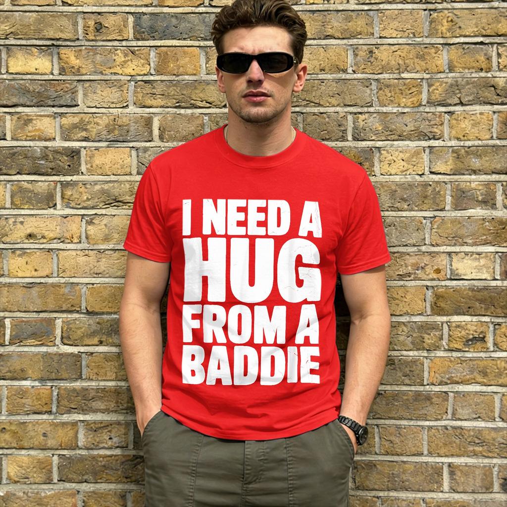 Potřebuji objetí od drsňačky Unisex Trička Ležérní Tričko Krátký Rukáv Kulatý Výstřih Tričko Čistá Bavlna 6XL Vrcholy