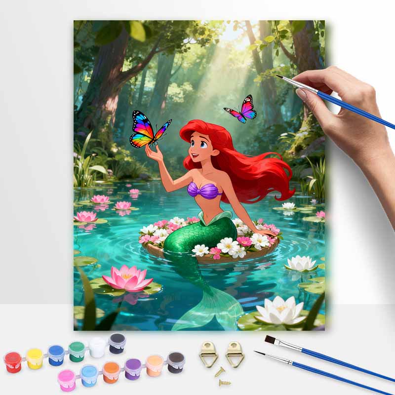 Disney digital oil painting diy oil painting mermaid hand painting living room bedroom decoration painting 20x30cm