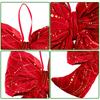1PC Red Fireplace Bows with Glitter Surface Wreath Hanging Pendants Home Big Christmas Cloth Bows Ornaments Party 3 Sizes