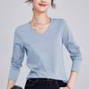 White Women's Long-sleeved Bottoming Shirt Spring and Autumn New Shirt with T-shirt Mercerized Cotton Stunning Top