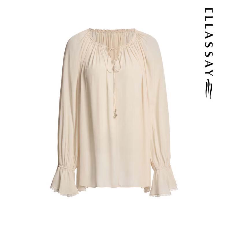 ELLASSAY Women's Minimalist Lyocell V-Neck Pullover Blouse