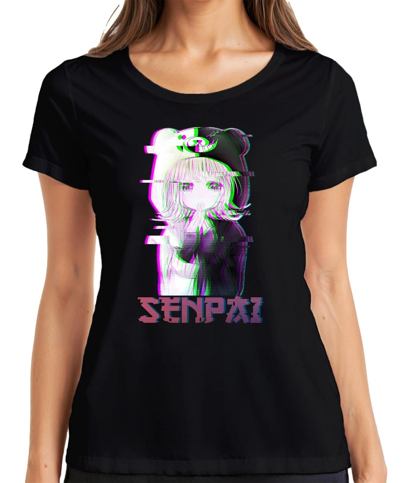 SENPAI Anime Kawaii Chibi Glitch Manga Otaku Bär Kapuze Vaporwave Damen T-Shirt XXXXL