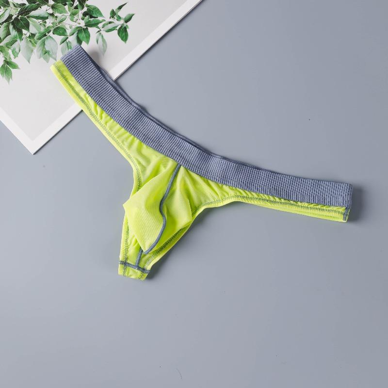 T-Back Thongs Men Sexy Ice Silk G-String Bulge Pouch Underwear Breathable Soft Panties Penis Bag Underpants Man Panties Knickers