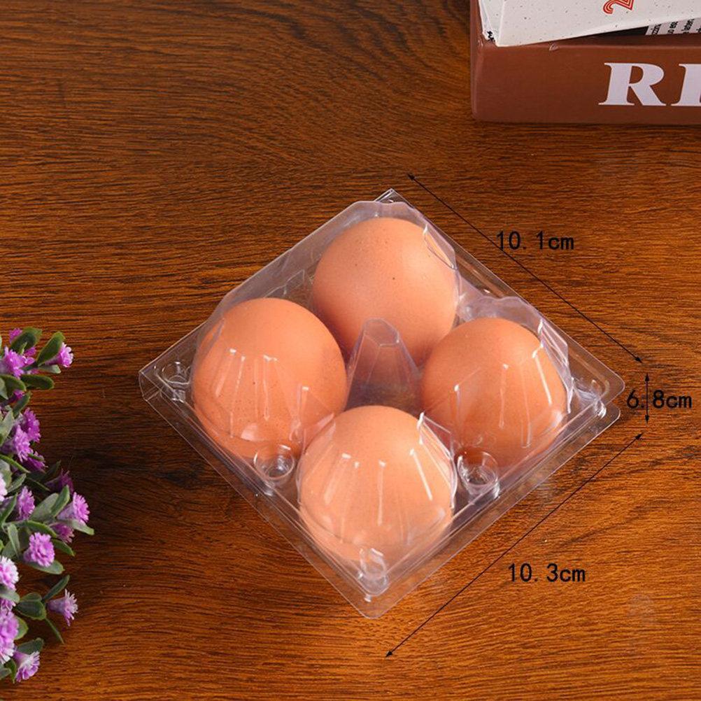 50Pcs 4 Grid Egg Carrier Transparent Space Saving Egg Container for Refrigerator Freezer Cabinet Organizer Storage Box