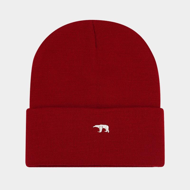 Autumn and winter high-quality bear embroidery thickened warm knitted hat fashionable personalized street versatile stacking hat