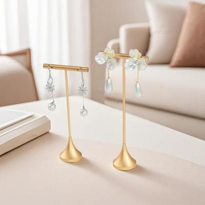 Aluminum Alloy T-Shape Earring Display Stand Detachable Storage Shelf Stud Earrings Storage Holder Decorative Stand