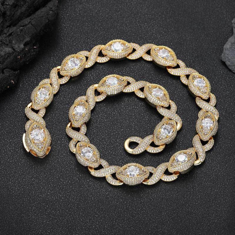 Mens Hip Hop Cuban Chain Necklace With Zircon Stone Accents Gold Or Tone 1640.64cm
