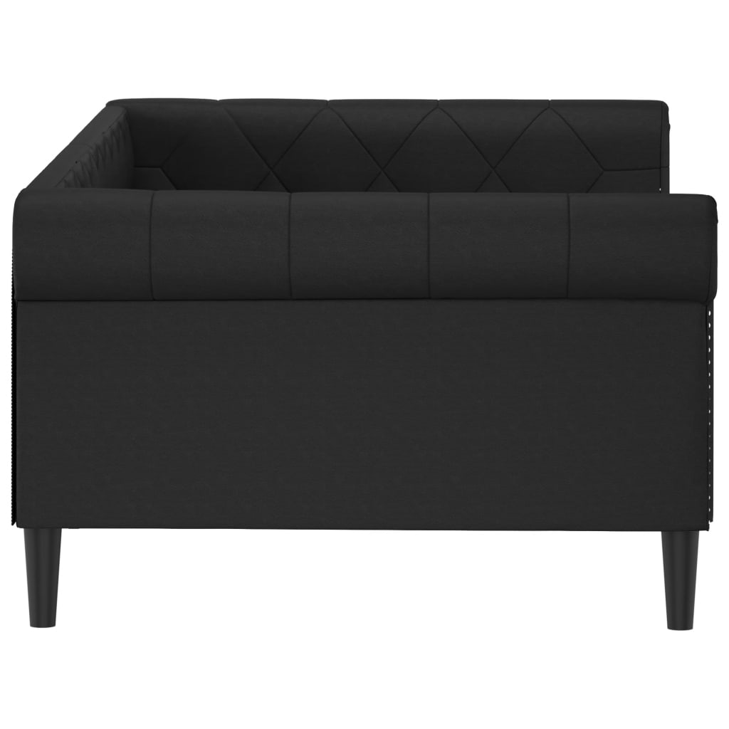 Vidaxl Sofa Z Funkcją Spania, Czarna, 100X200 Cm, Obita Sztuczną Skórą