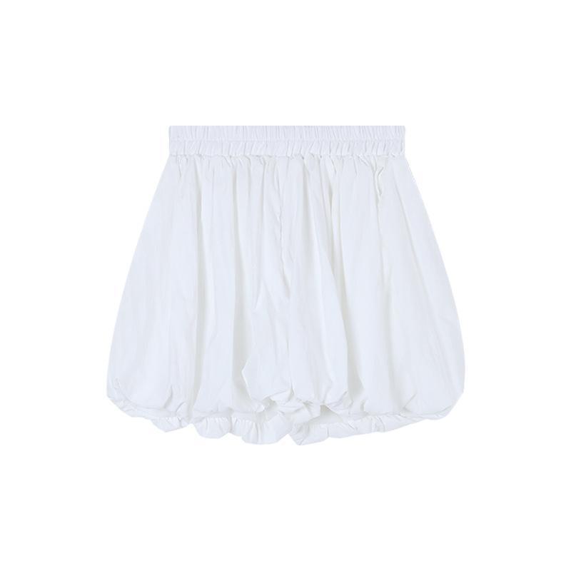 

Women s White Floral Culottes Skirt: Summer Elastic Waist, Slimming, High-Waisted, Versatile, Puffy Design 4XL білий