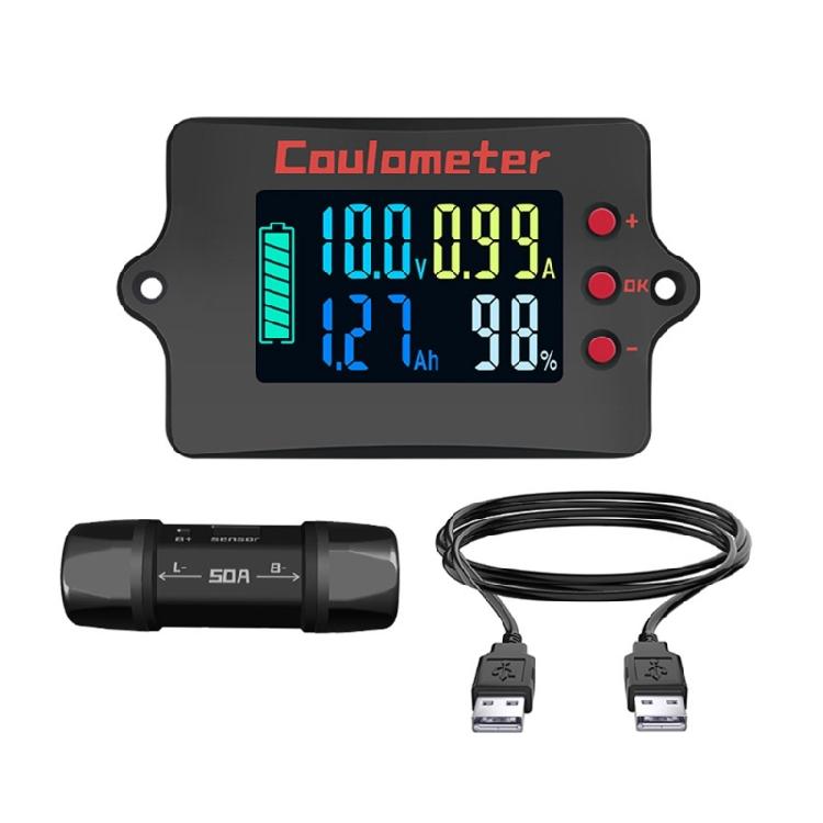Coulombzähler Batteriemonitor Batterikapazitätstester Indikator Coulometer Digitales Voltmeter Amperemeter