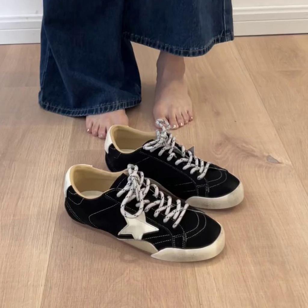 Cowhide version~ Korean niche retro German training shoes women's lace-up versatile star board shoes old casual Forrest Gump shoes tide