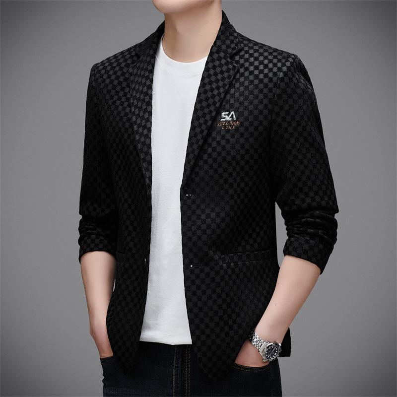 Plaid Casual Suit Jacket Men's Spring and Autumn New Korean Version Trendy Men's Suit