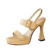 Fashion Sandal Elegant Woman Heeled Shoes Platform Kitten Stiletto High Heels for Women 2025 Leather Square Head Peep Toe Sandals