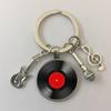 Vinylplaat Retro Muziek Sleutelhanger, Klassieke Stijl Grammofoon Koepel Glas Sleutelhanger, Cadeau voor Koppels, Muzieknoot & Gitaar Bedeltje