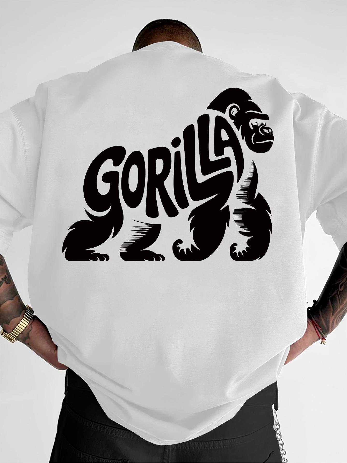 Summer Fun Fitness Gorilla Fun Print Design Mens Clothing 100 Pure Cotton Loose and Breathable Sports Mens Tshirt M