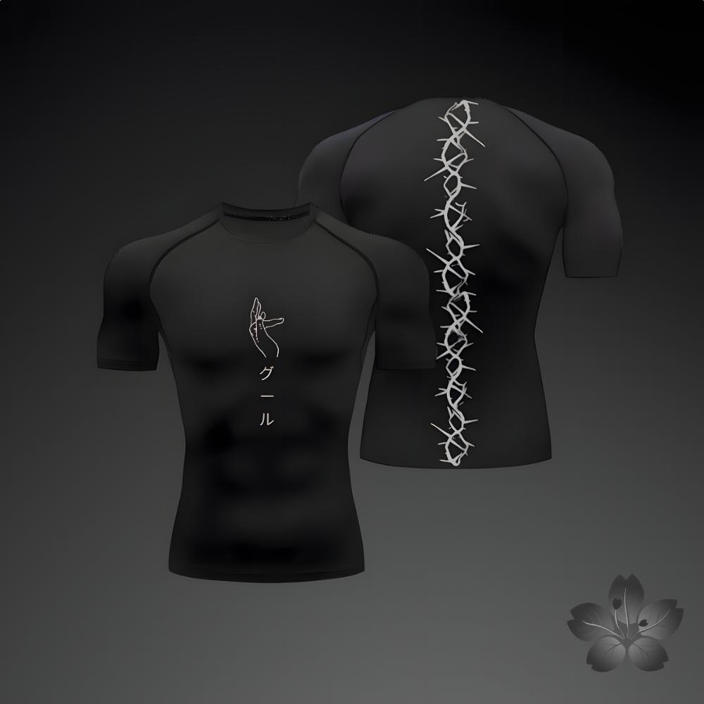2026 Anime Graphic Compression Shirts for Men Athletic Quick Dry Tshirts Tees Tops Gym Workout Undershirts Short Sleeve Rash Guard