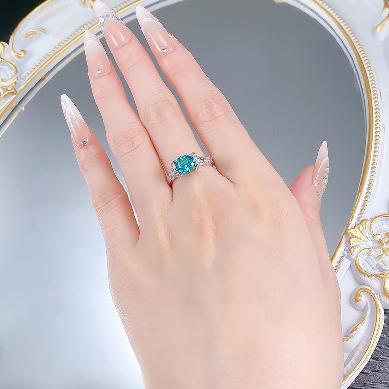 Inel MooKing Jewelry Argint S925 Diamant Culoare Paraiba Rotund