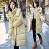 New Slim Fit Medium and Long Down Cotton Clothes Fashionable Large Size Hooded Jacket Thickened Cotton Clothes Bread Clothes