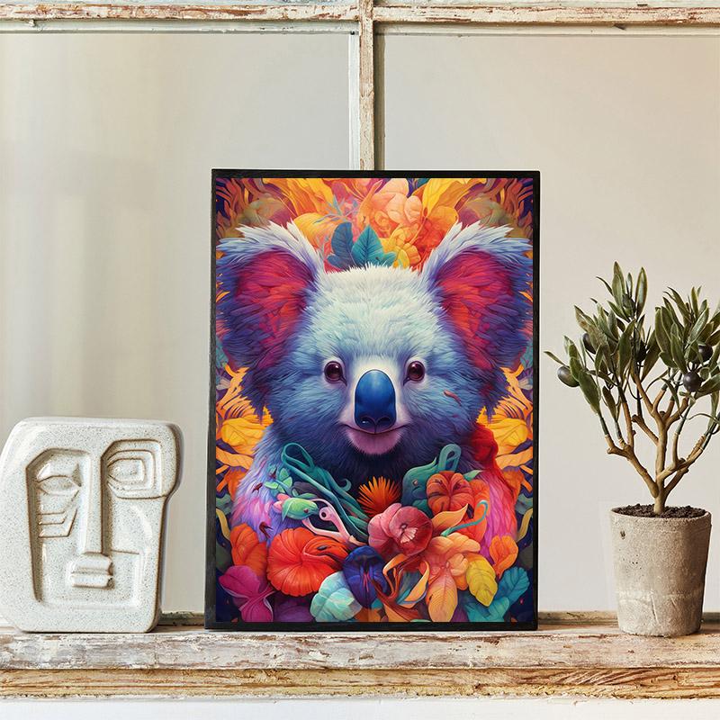 Portrait Floral Animal Portrait Panda Koala Owl Tiger Rabbit Art Posters Canvas Painting Wall Prints Picture for Room Home Decor