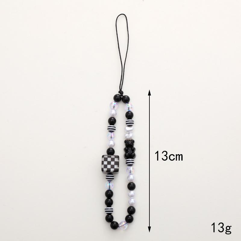 Colorful Bear Cartoon Phone Case Lanyard with Square Plaid Electroplating