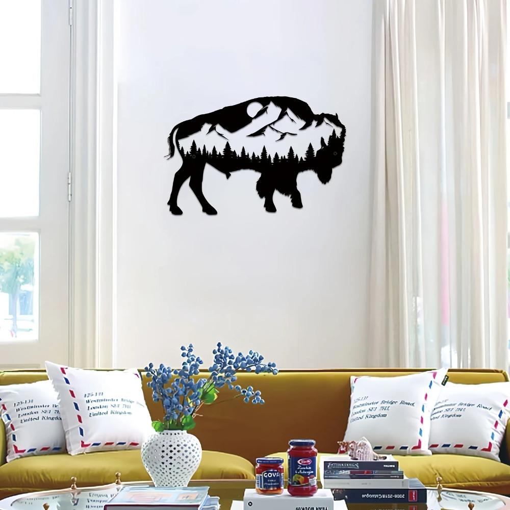 Wild Cow Metal Wall Art Decor - Wildlife Sign Ornament for Bedroom, Living Room, Farmhouse, Garden, and Halloween Room Decor