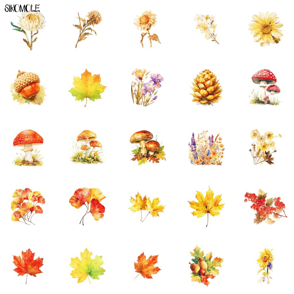 10 30 50Pcs Cartoon Fallen Leaves Stickers Autumn Plants Diy Phone Laptop Guitar Travel Luggage Skateboard Toys Graffiti Sticker