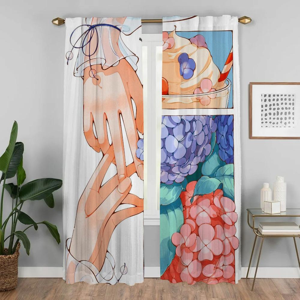 Retro Moda Oda için Pencere Perdesi 2 Panelli Perdeler Yatak Odası Ev İç Mekan Perdeleri Bölme Cadılar Bayramı Dekorasyonu Gölgelikler