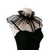 Eleganter Rüschen-Falschkragen Schal Transparenter Netz-Organza Abnehmbarer Kragen Vintage Schal Schulterwärmer für Viktorianische Blusen