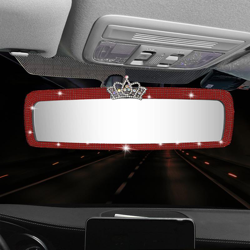 1Pc Chic Crystal-Encrusted Car Makeup Mirror - Ultra-Thin, Sunshade Design for All Vehicles, Durable ABS Plastic
