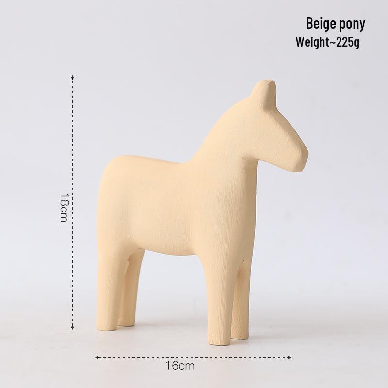 Adorno de Caballo de Madera Estilo Nórdico Morandi para Decoración de Hogar, Oficina o Sala de Estar