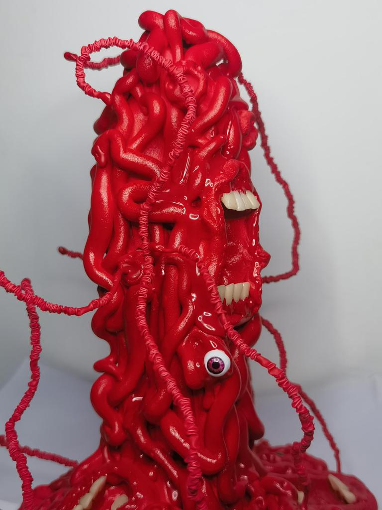 AIEK 1/12 Scale Genbu Machine Girl Head, Weapon, Otherworldly Tool, Bizarre Tentacles, Handmade Resin Painted, DIY Magical Modification, Base