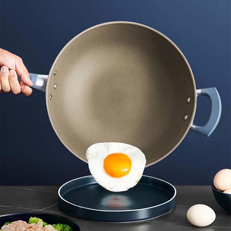 ASD 32cm Flat-Bottom Microcrystalline Titanium Non-Stick Wok