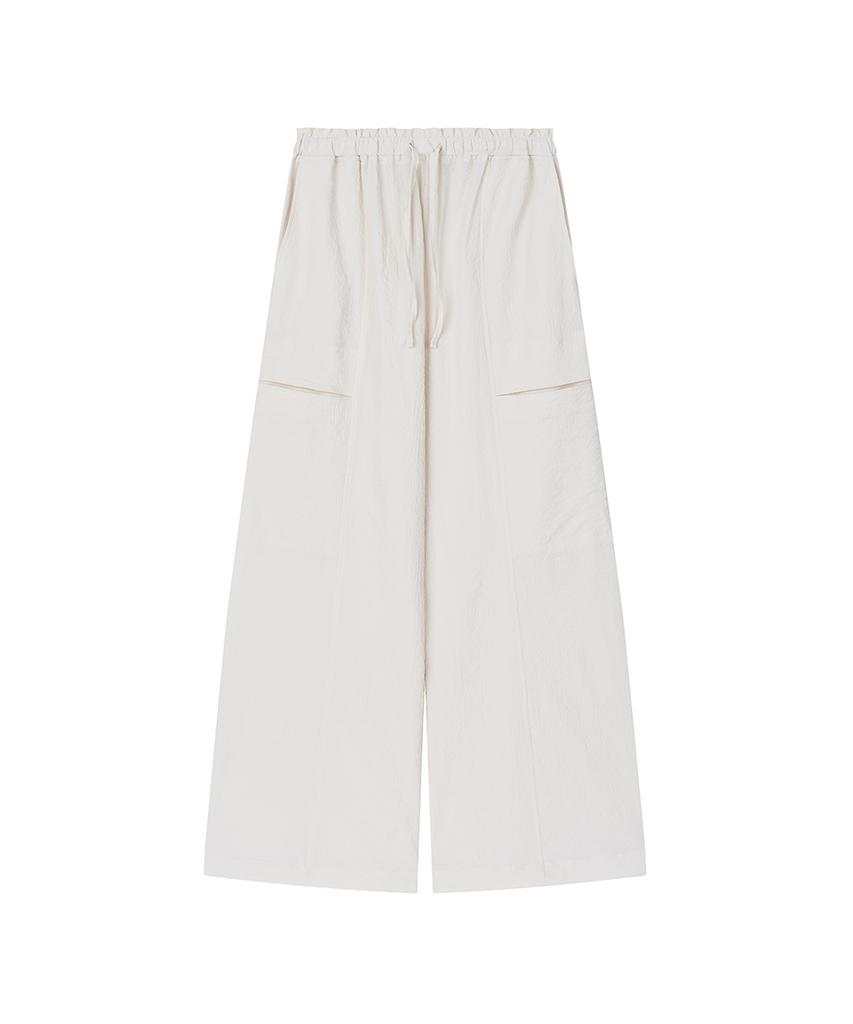 MIDNLOW Cut Line Wide Banding Pants(Ivory)