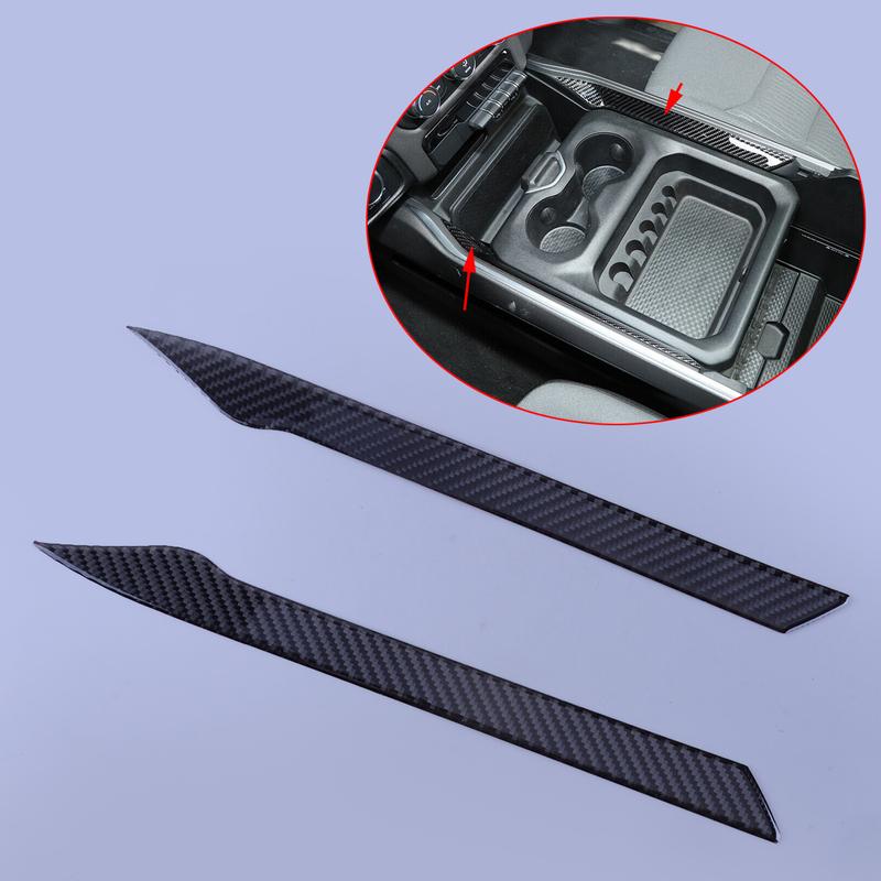 1 Pair Car Center Console Armrest Box ide Panel Strip Cover Trim Fit for Dodge Ram 1500 2018 Carbon Fiber
