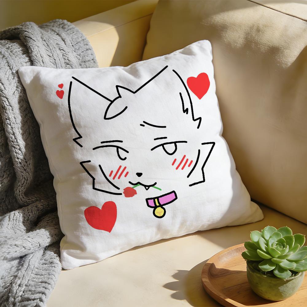 Cushion Cover  Washed Linen  Soft Breathable Decorative Case For Sofa Home BBoykisser Silly Cat Cute Pillow Cover