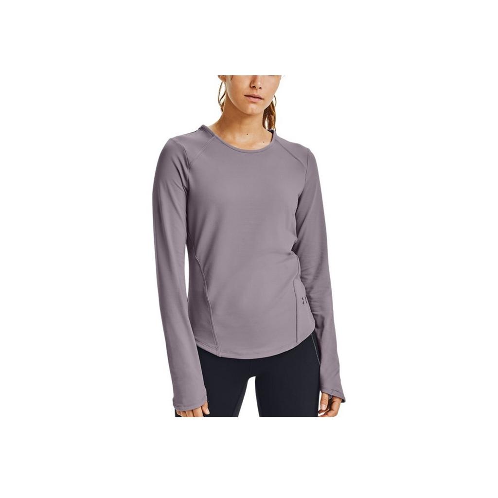 Under Armour Infused Meridian Crew Long Sleeve Solid Color Casual Sports Breathable Straight Fit Round Neck T-Shirt Women Tops 1360568-585