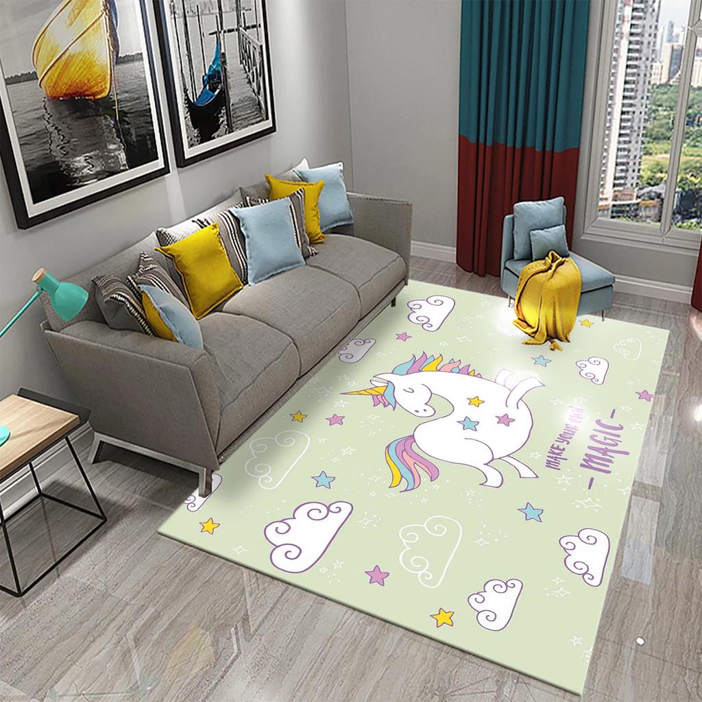 Lovely Cartoon Rainbow Unicorn Carpet Kids Bedroom Decor Rugs Baby Play Crawling Mat Living Room Bathroom Entrance Non-slip Rugs