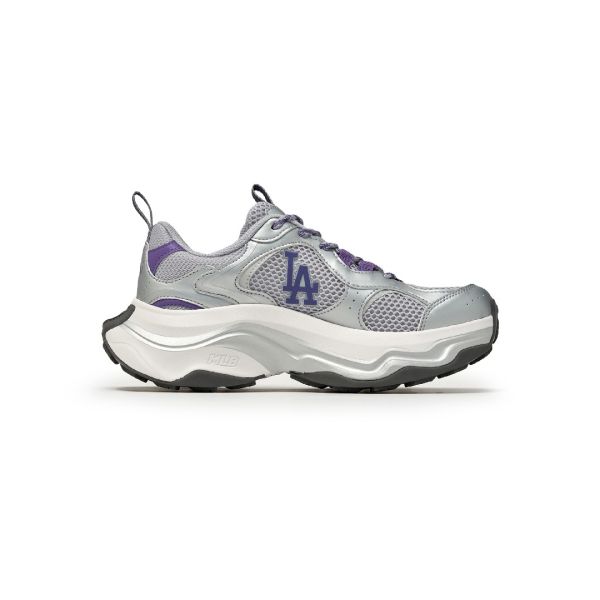 MLB Los Angeles Dodgers Polyester Synthetic Leather Motion Chunky Thick Sole Lace-Up Color Block Retro Low-Top Dad Shoes 3ASHMC16N-07GRL